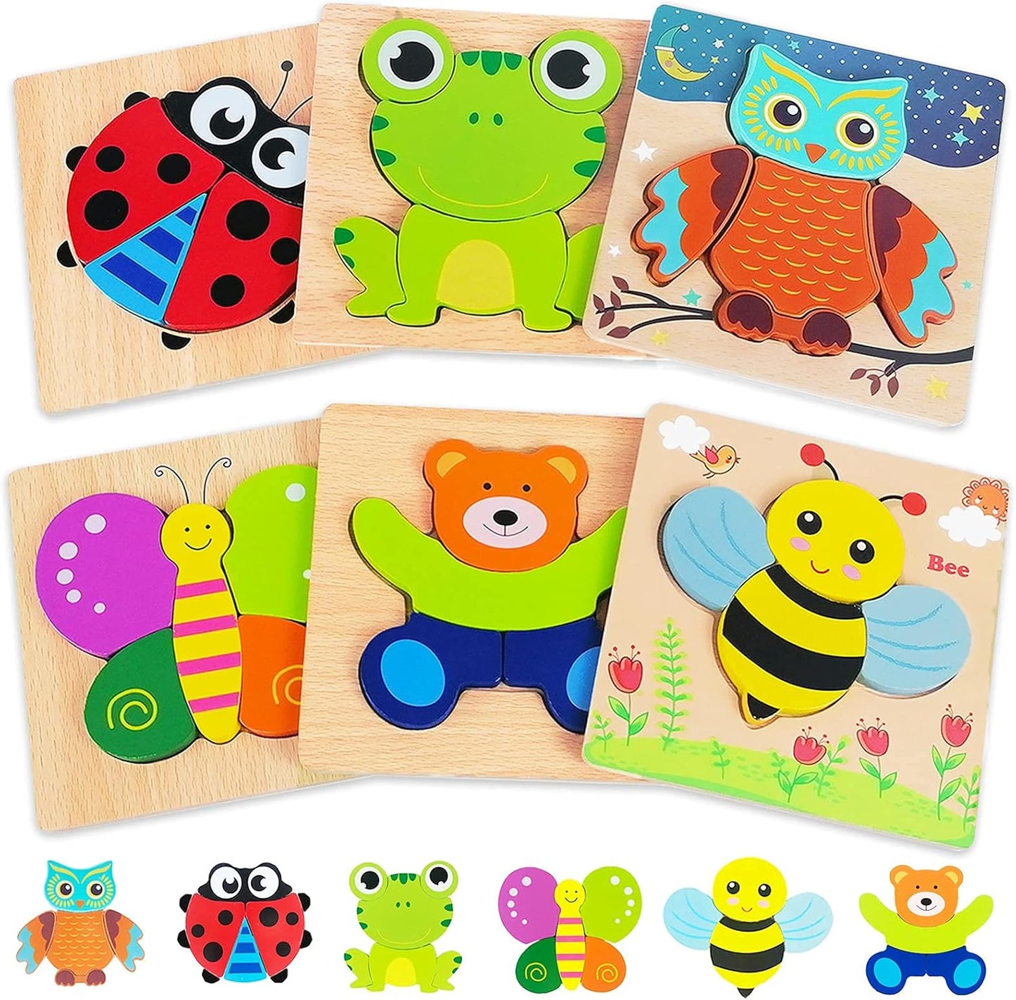 Bekayshad Animal Wooden Puzzles - Fun Learning for Toddlers