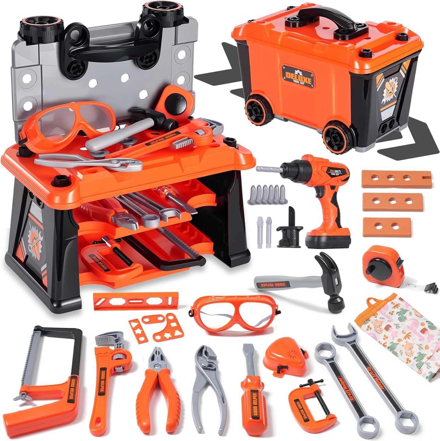 REXBETI Kids Tool Set with Electronic Toy Drill for Fun Play