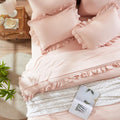 Queen Comforter Set 7 Piece Pink Ruffle Bedding - All Season Comfort