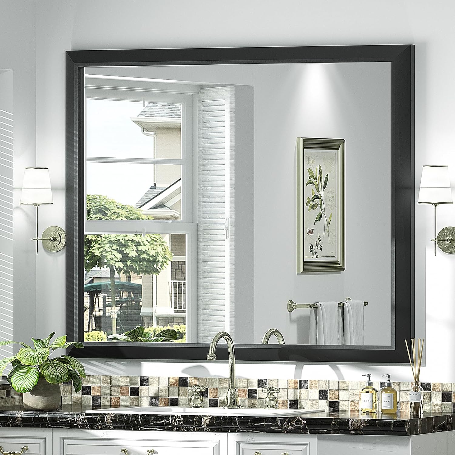 SMIROR Matte Black Bathroom Mirror for Stylish Home Decor