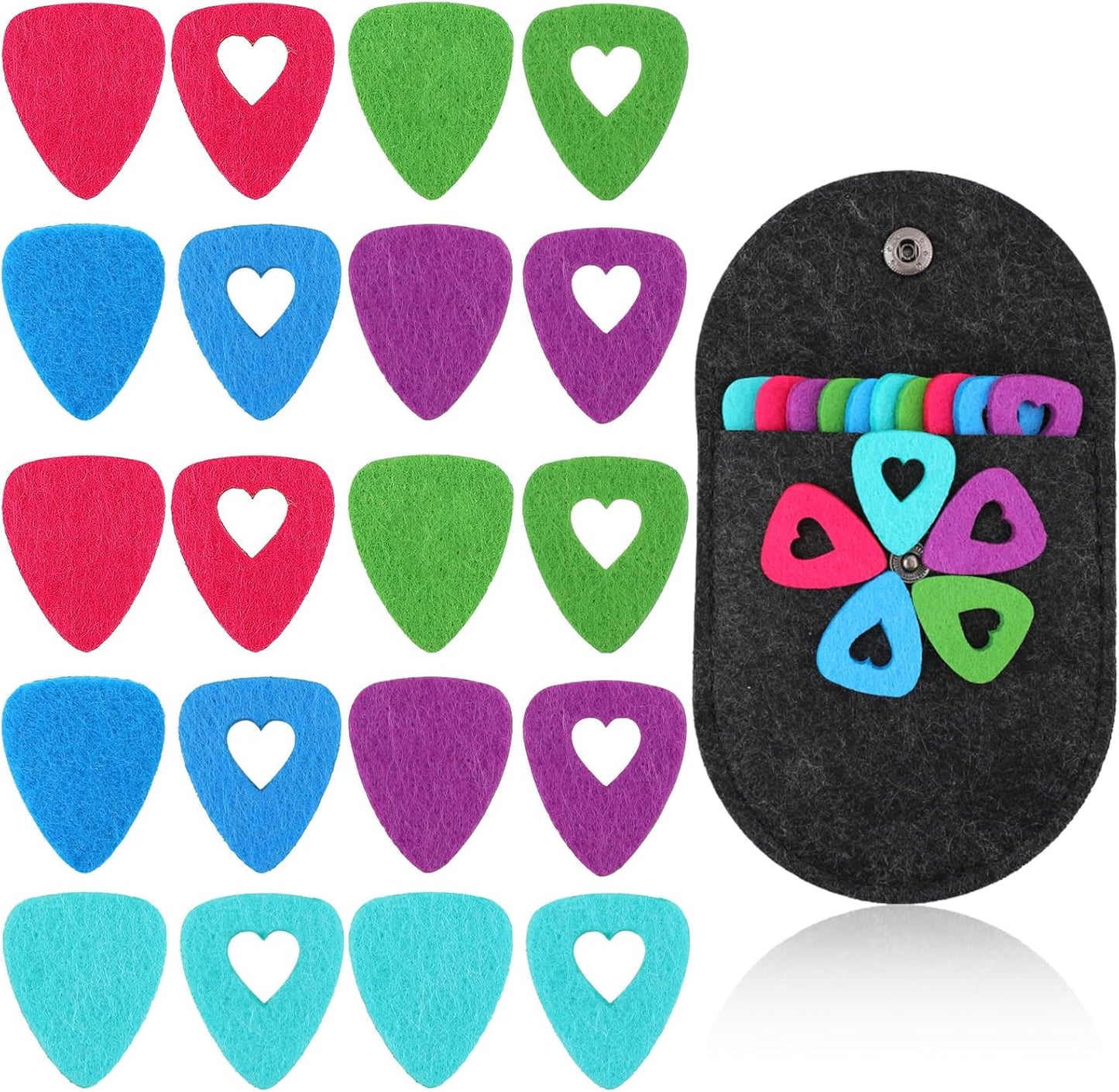 Vibrant Heart-Shaped Felt Ukulele Picks Set - Easy Grip