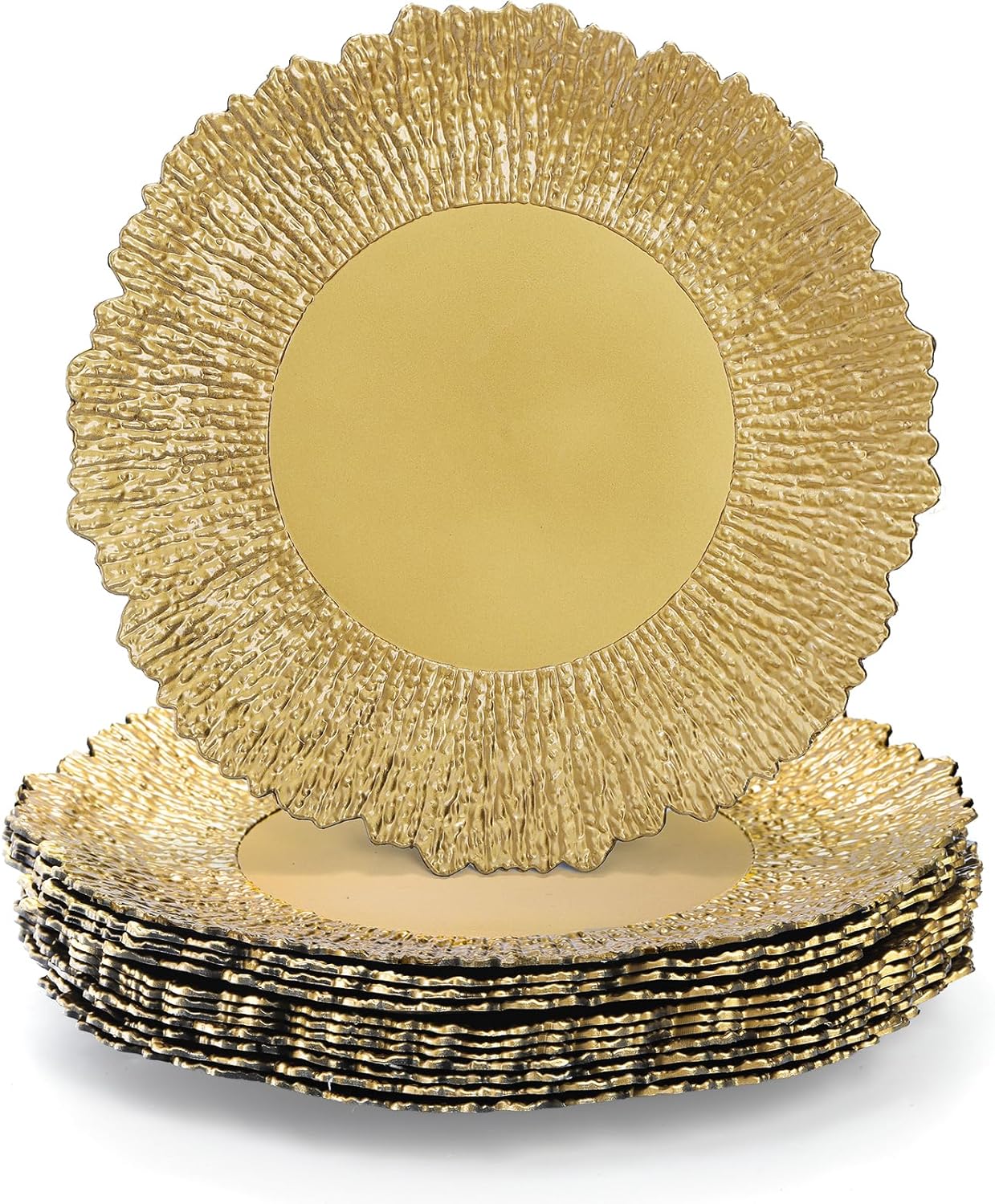 Shiny Gold Charger Plates Set - Elegant Reusable Decor!