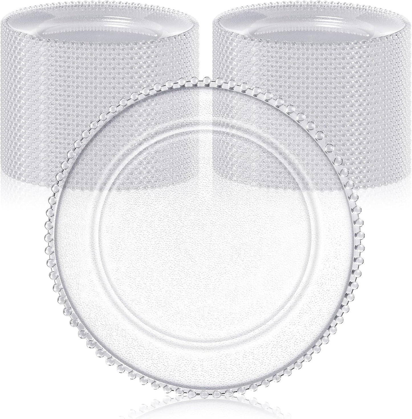 Hoolerry 50 Pack Clear Charger Plates for Elegant Table Settings