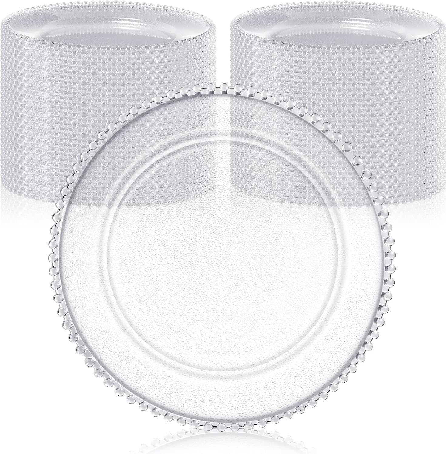 Hoolerry 50 Pack Clear Charger Plates for Elegant Table Settings