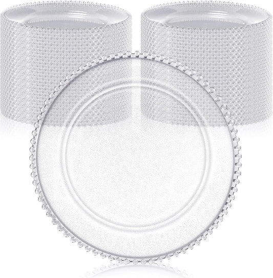 Hoolerry 50 Pack Clear Charger Plates for Elegant Table Settings