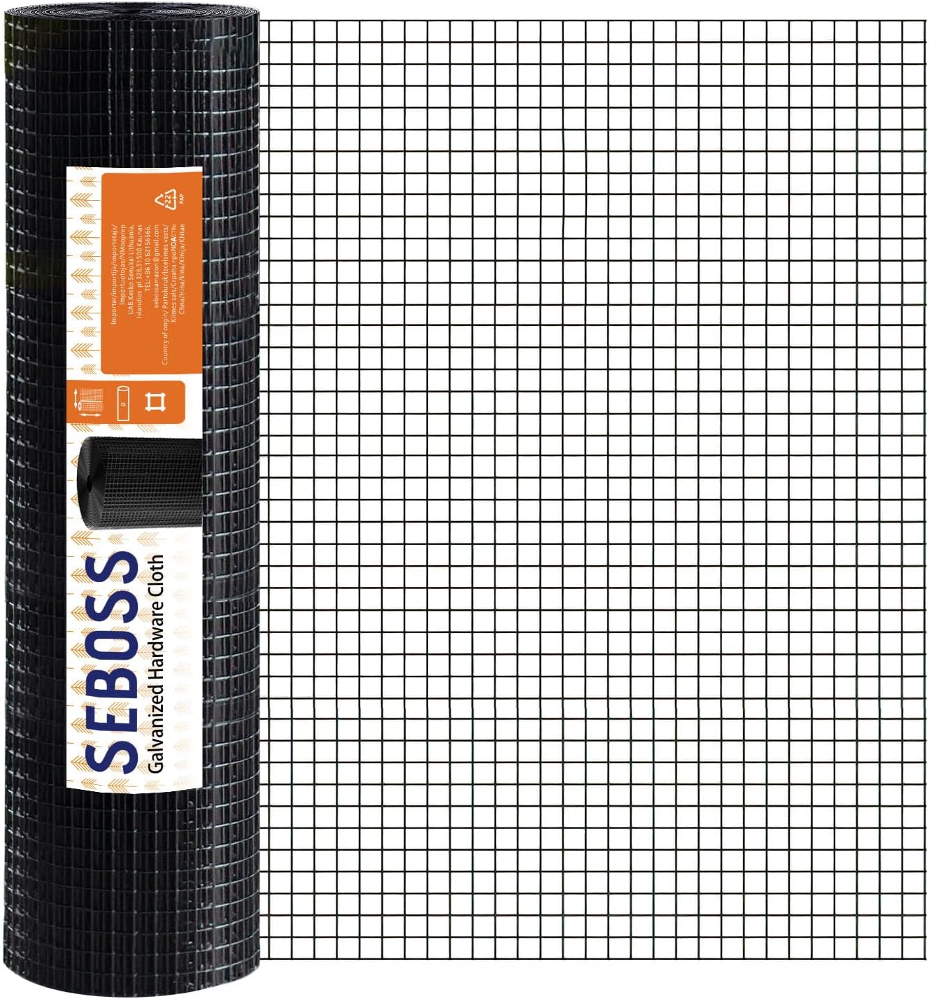SEBOSS Black Hardware Cloth 1/2 inch 60 x 100 ft for Fencing