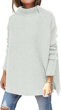 ANRABESS Women's Turtleneck Oversized Knit Sweater - High Low Split