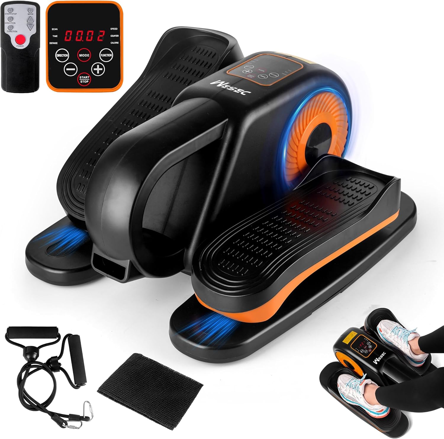 Wesec Electric Under Desk Elliptical: 12 Speeds, Remote Control, Forward/Reverse - Seated Exerciser