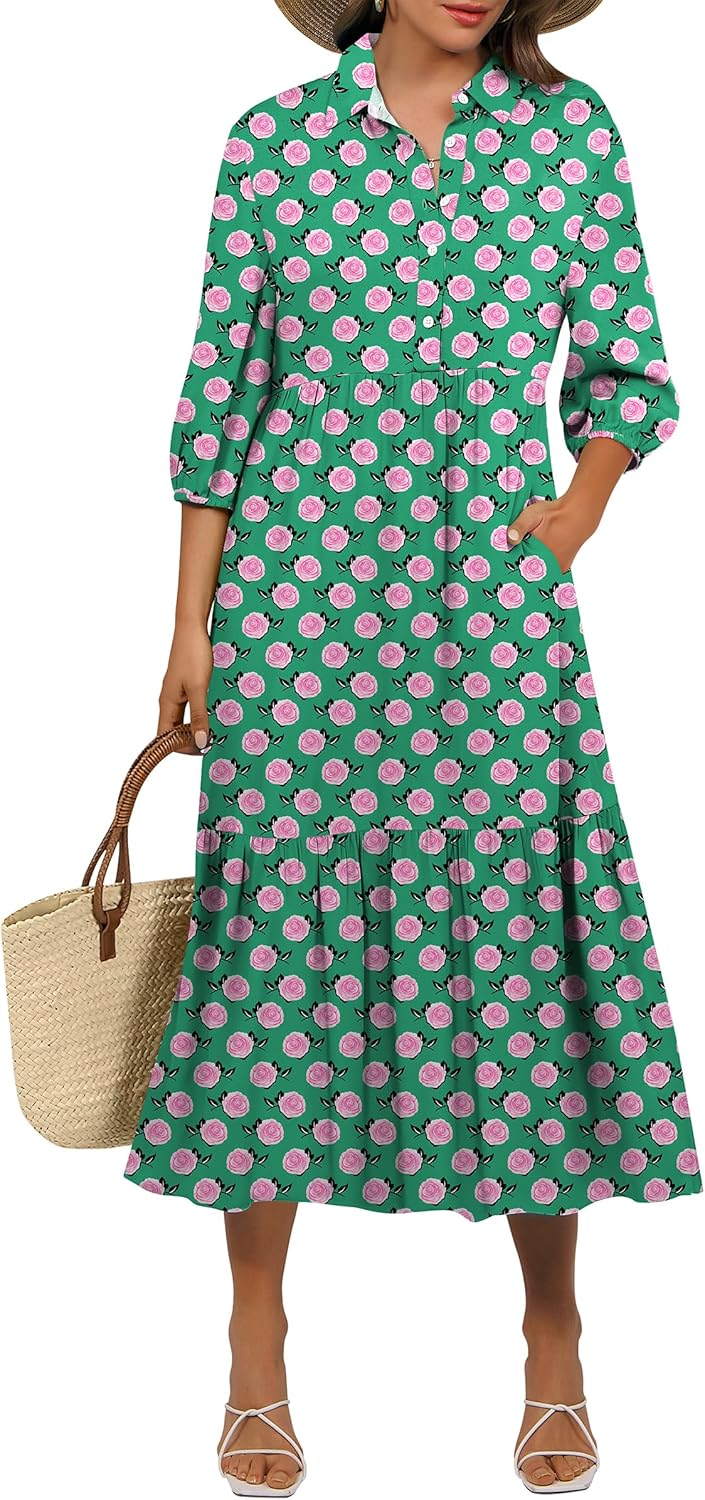 ANRABESS Women Summer Dress 2025 Casual Boho Maxi Dress