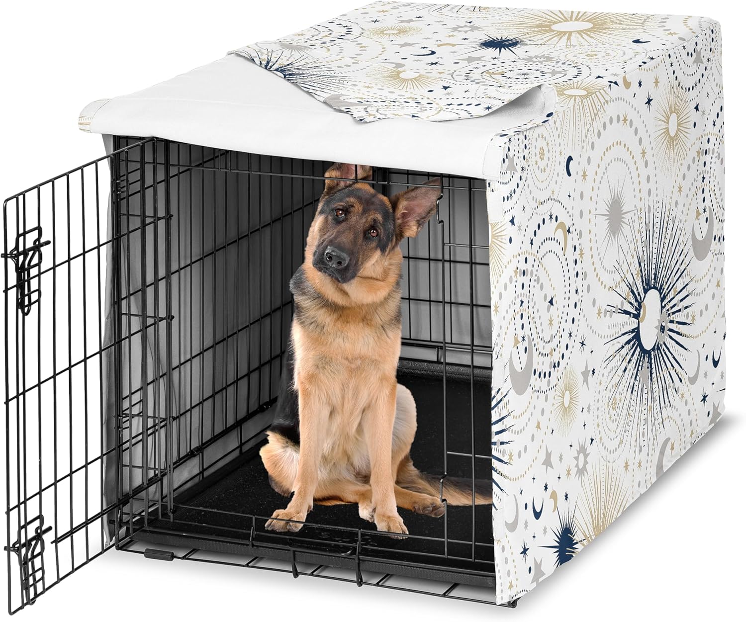 48in. Large Dog Crate Cover with Celestial Design for Pets