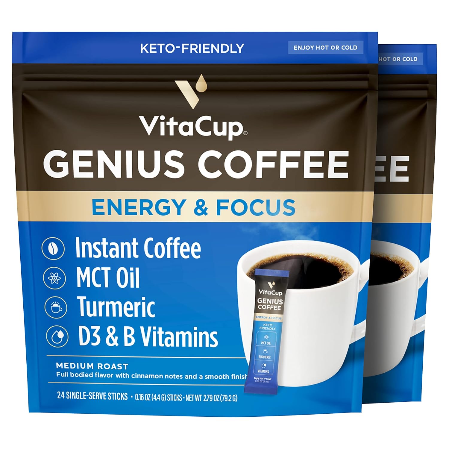 Genius Instant Coffee Packets for Energy & Focus - 48 Ct
