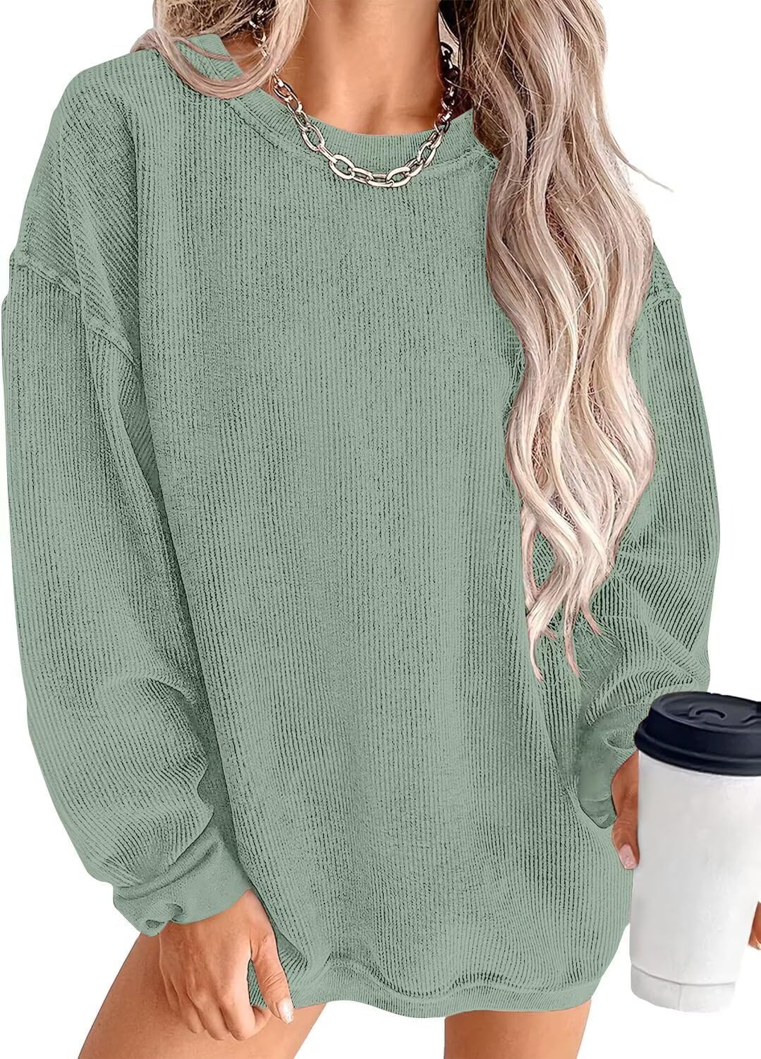 KISSMODA Corduroy Pullover: Cozy Color Block Style