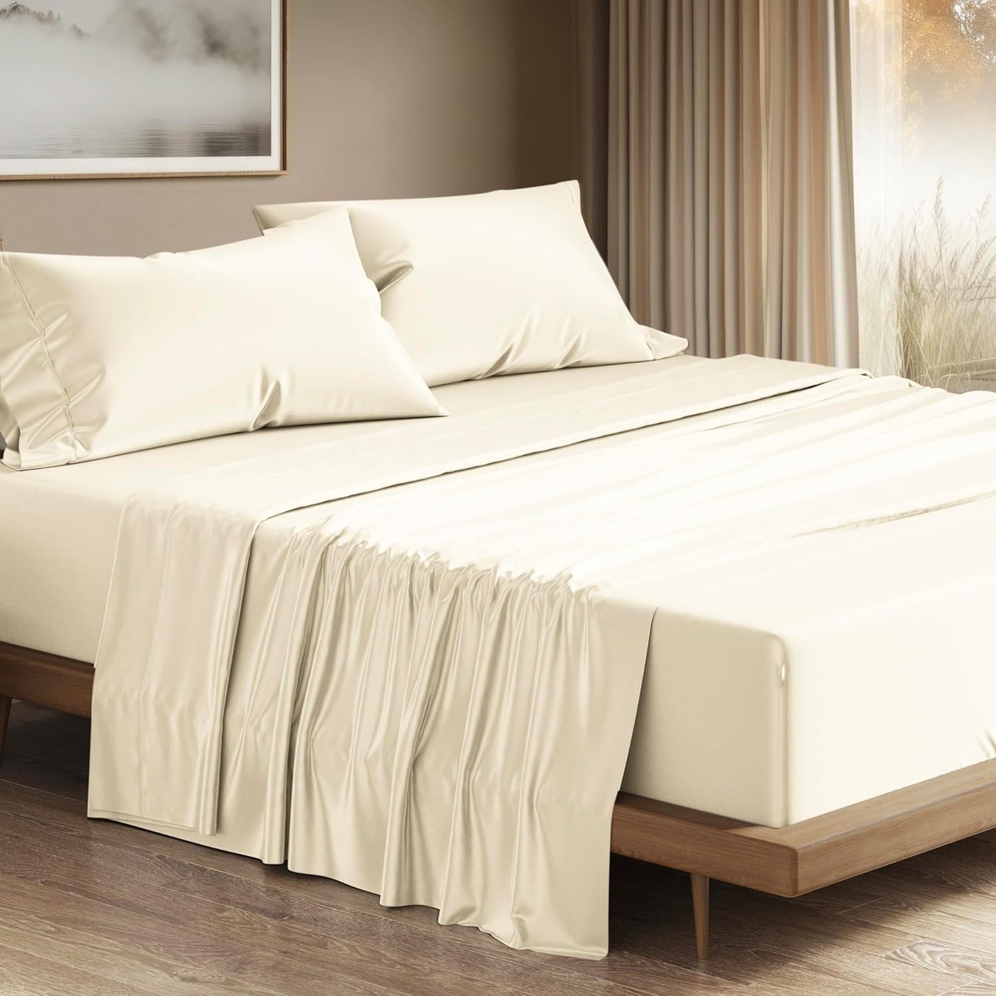 Luxurious 100% Egyptian Cotton King Size Sheets Set for Comfort