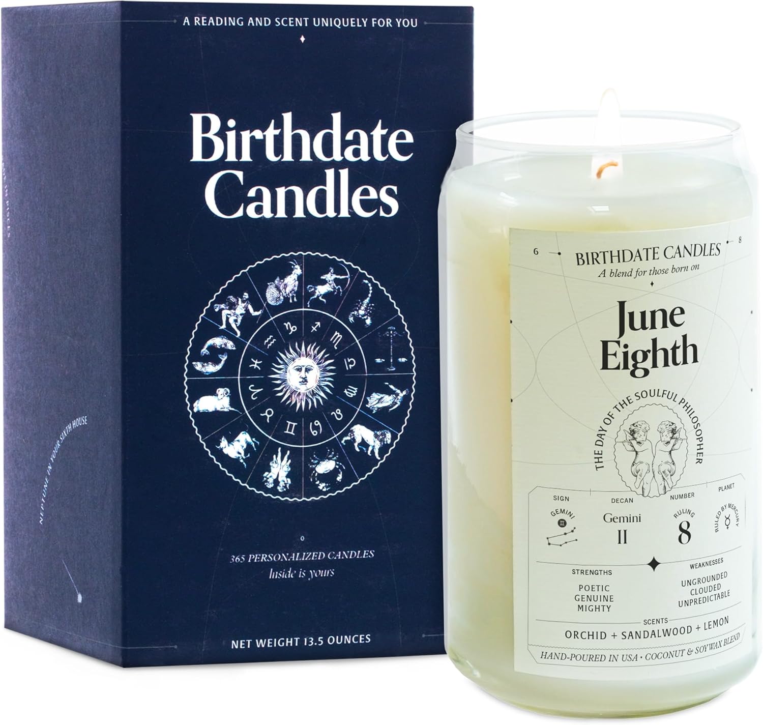 Gemini Zodiac Birthday Candle for June 8 - Unique Gift Idea