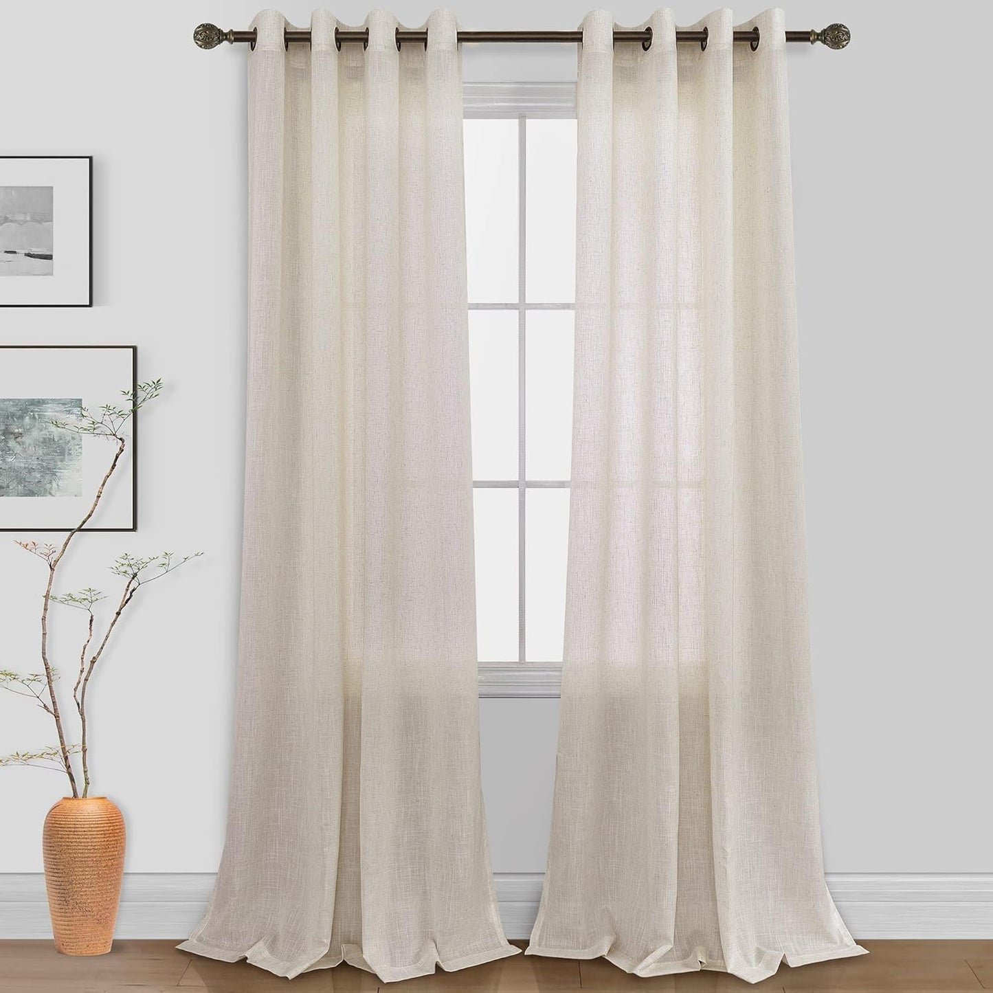 KOUFALL 120 Inch Beige Extra Long Curtains for High Ceilings