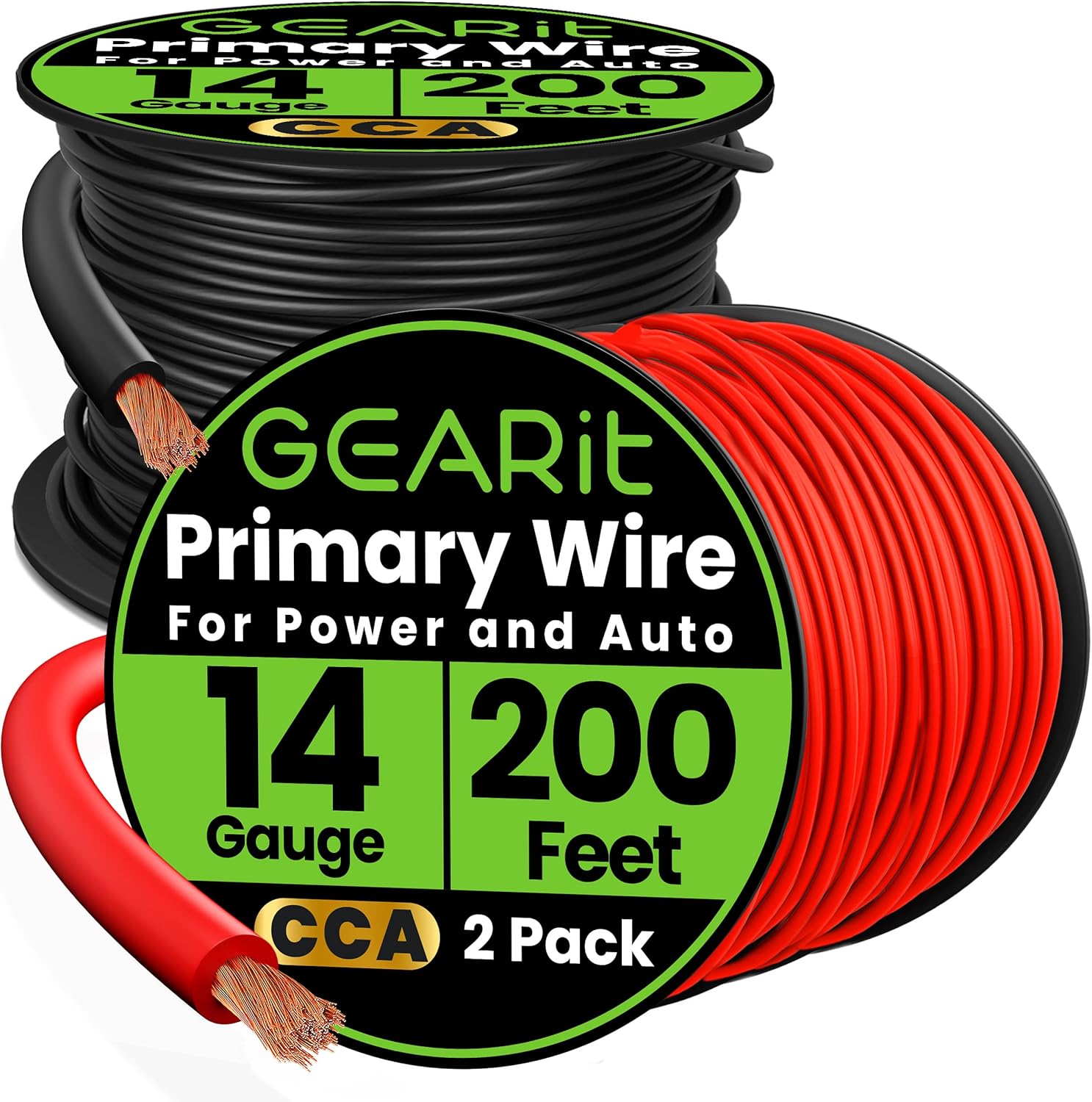 GEARit 14 Gauge Wire Set - 200ft Black/Red Copper Clad Aluminum