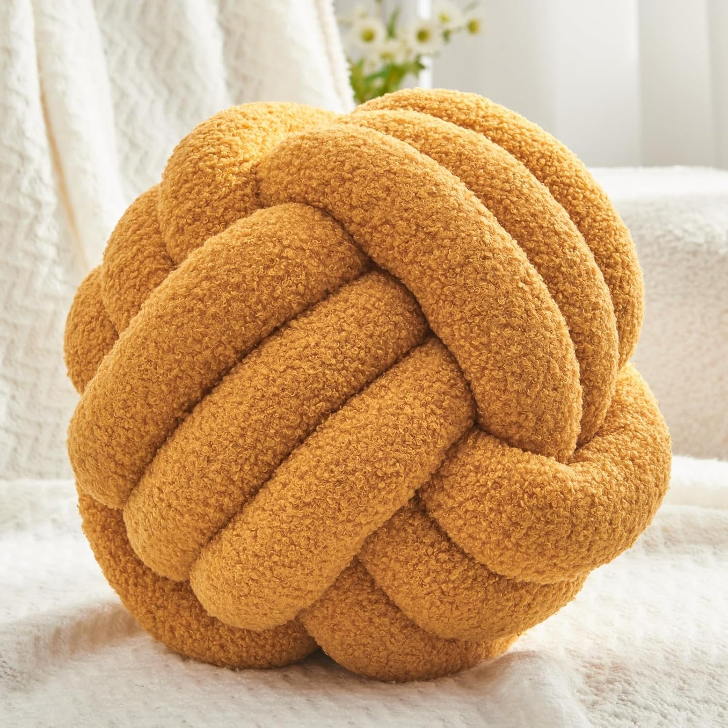 Petrella Knot Pillow Ball Round Throw Pillows for Home Decor