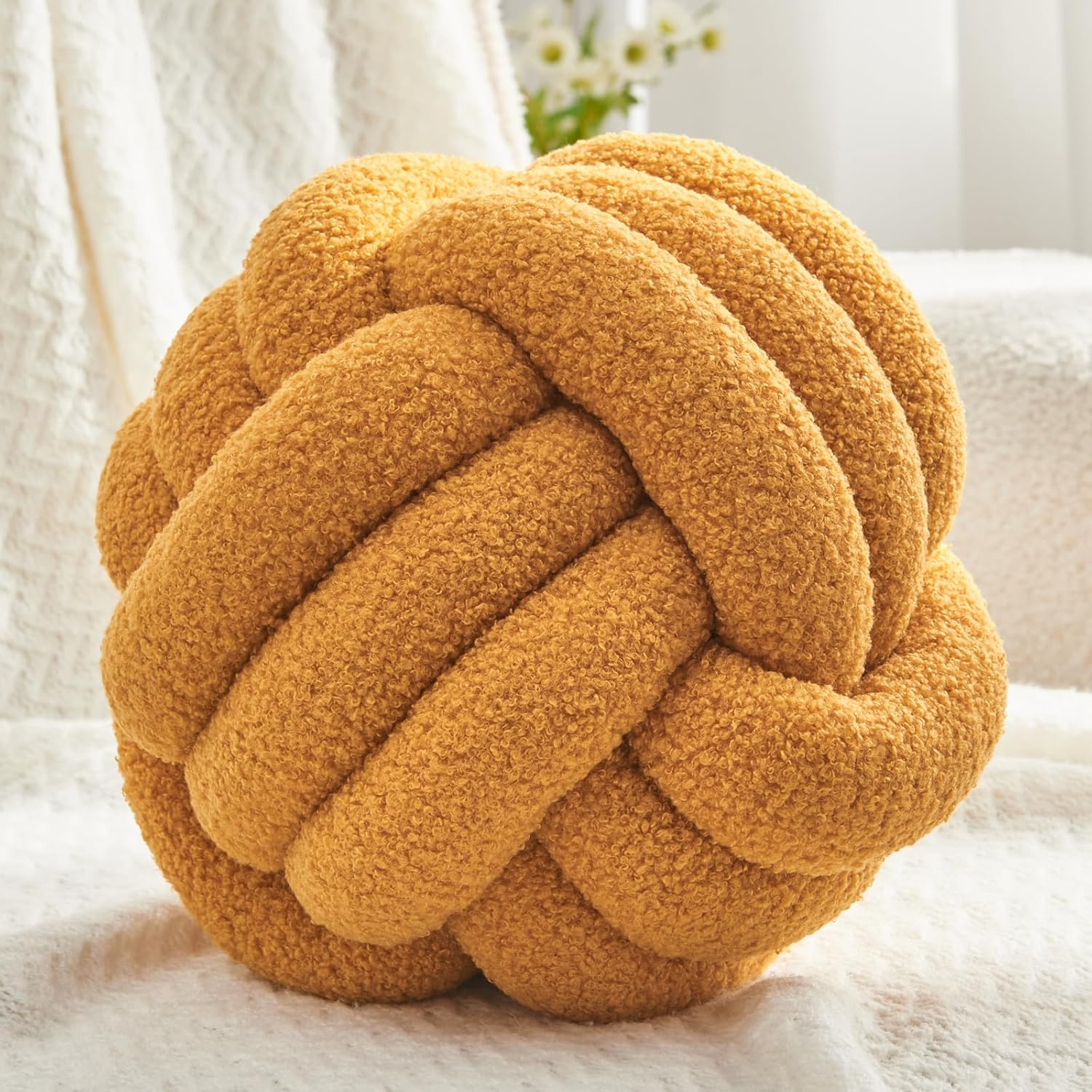 Petrella Knot Pillow Ball Round Throw Pillows for Home Decor