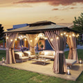 Aoxun 10ftx12ft Hardtop Gazebo - Double Roof Patio Pavilion