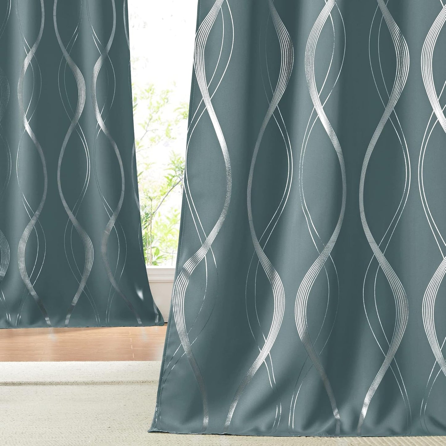 NICETOWN Blackout Curtains Panels for Living Room, Greyish Blue