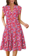 ANRABESS Womens Summer Dress Ruffle Sleeve V Neck Midi (Style YV41)