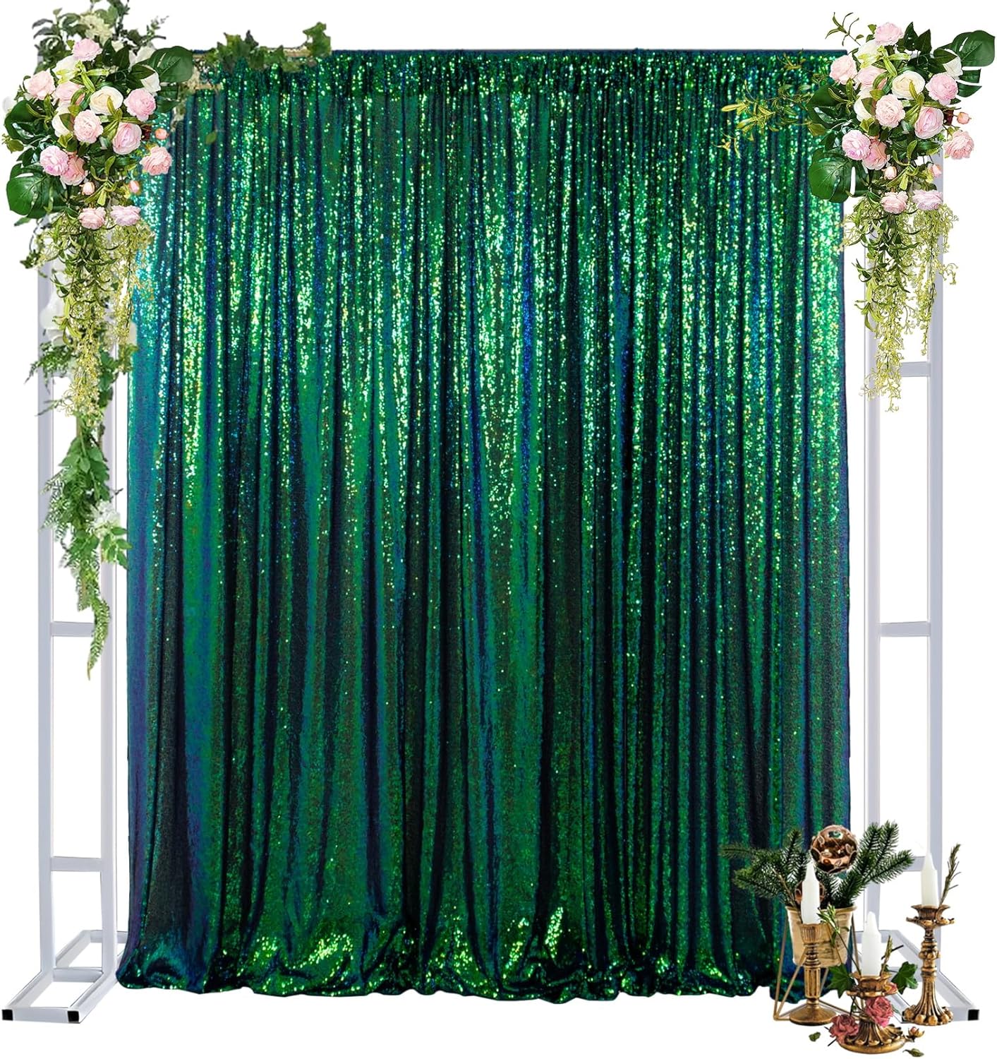 Colorful Green Sequin Backdrop Curtain for Stunning Events