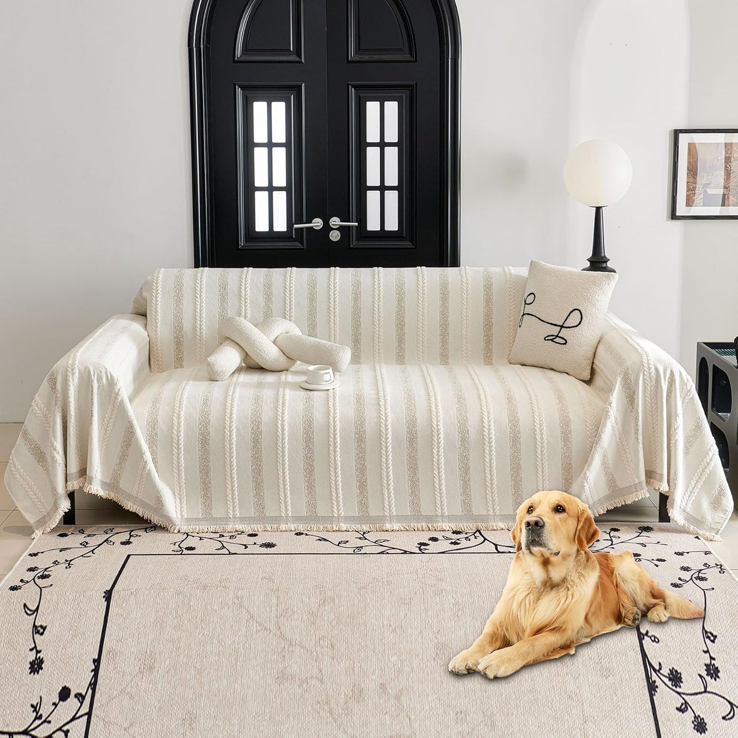 HAOMAIJIA Non Slip Couch Cover for 3 Cushion Sofa Protection