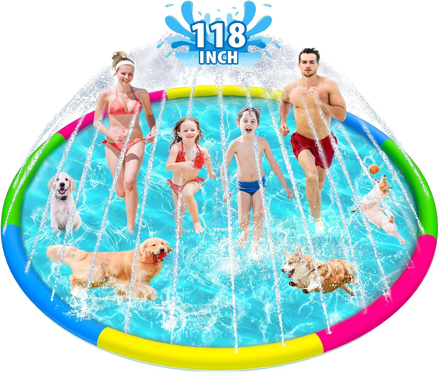 118in Super Large Splash Pad for Kids and Dogs - Fun Water Play