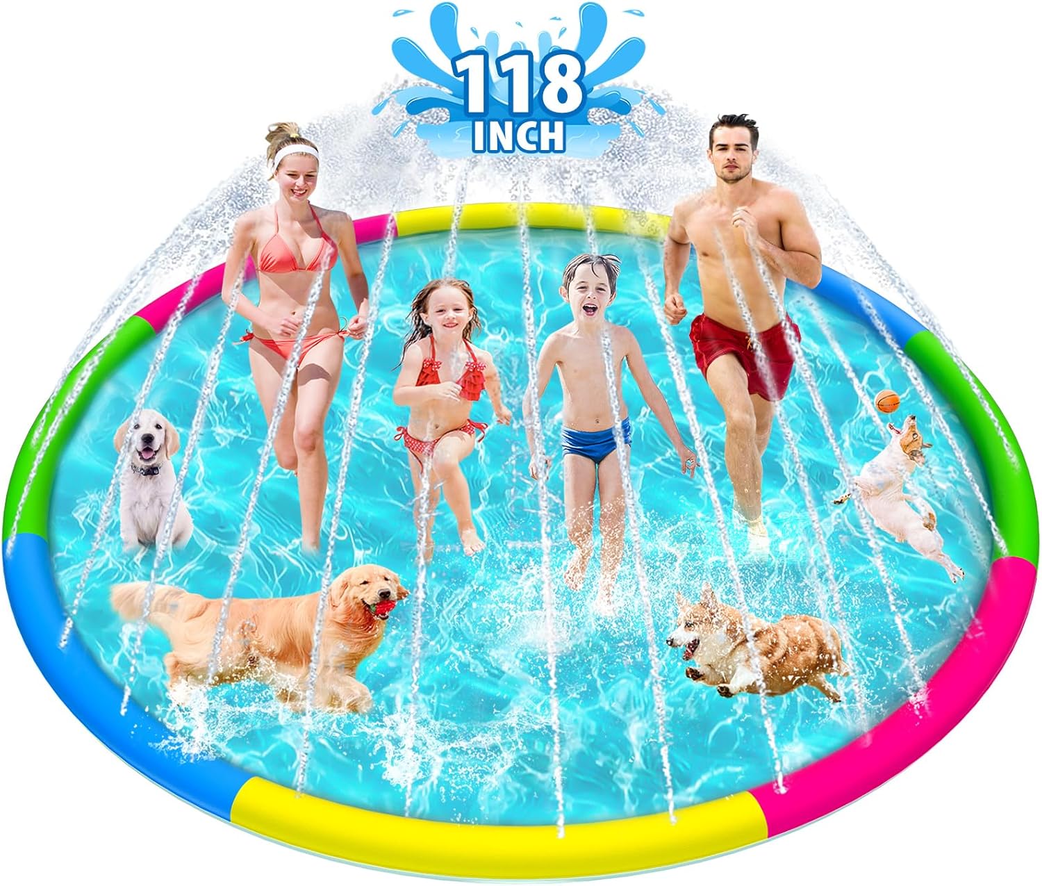 118in Super Large Splash Pad for Kids and Dogs - Fun Water Play