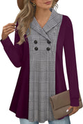 Womens Long Sleeve V Neck Tunic Sweatshirt - Flannel Cotton Warm