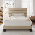 Twin Size Platform Bed Frame with Upholstered Headboard - Noise-Free
