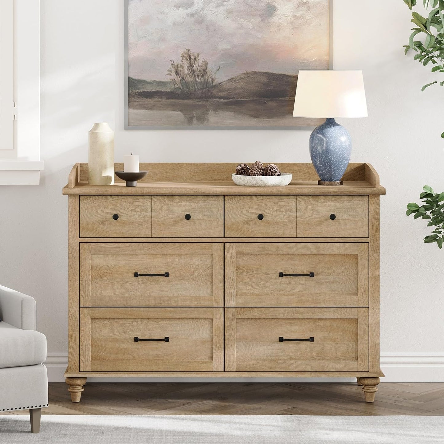 WAMPAT Dresser for Bedroom with 6 Drawers and Storage Space