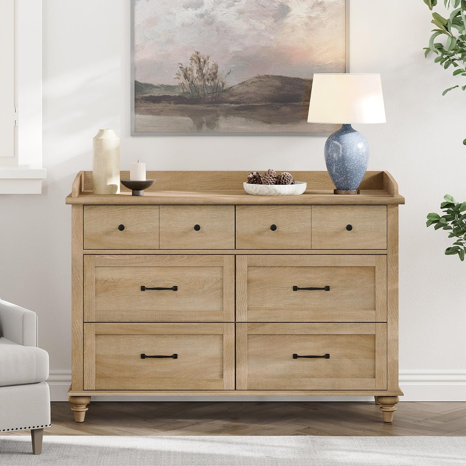 WAMPAT Dresser for Bedroom with 6 Drawers and Storage Space