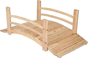 Cedar Wood Garden Bridge with Side Rails for Your Landscape