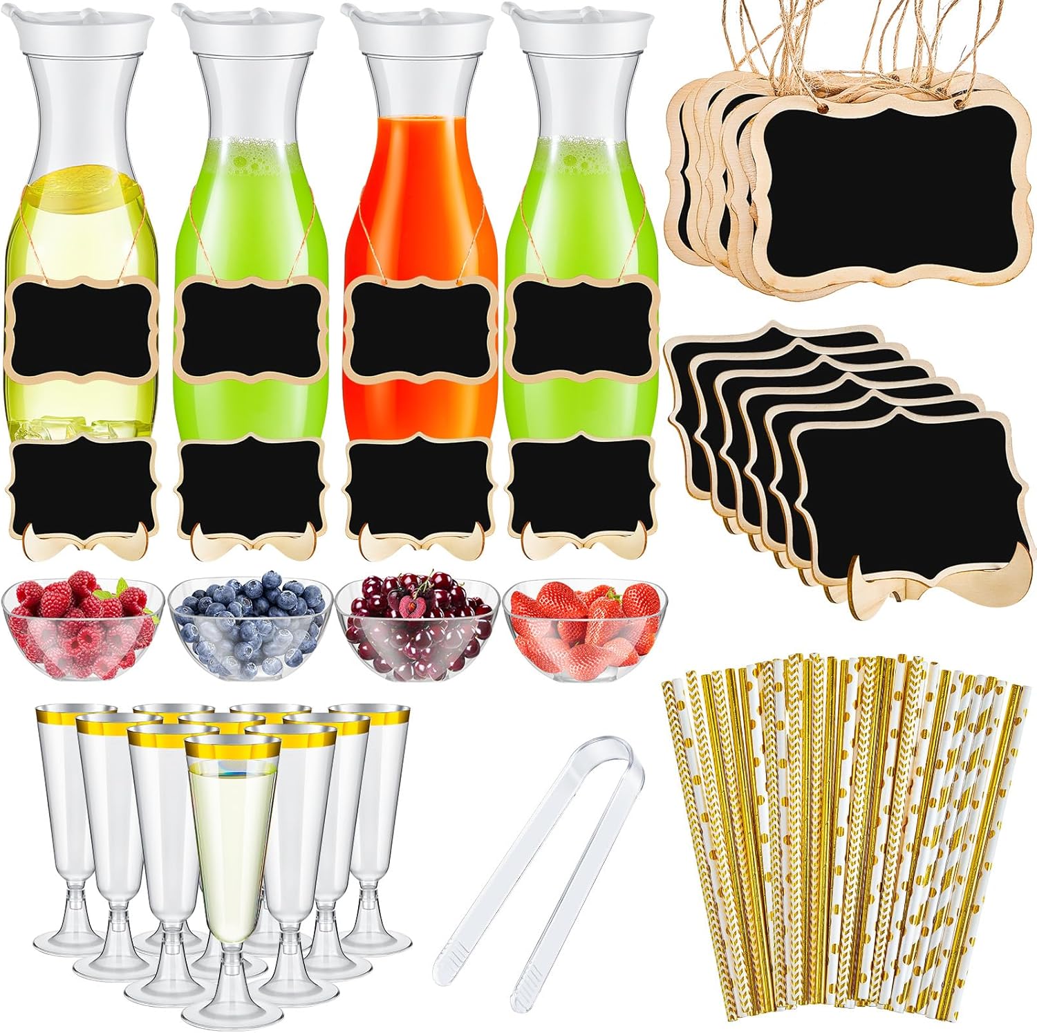 Mimosa Bar Supplies Set with Carafes and Champagne Flutes