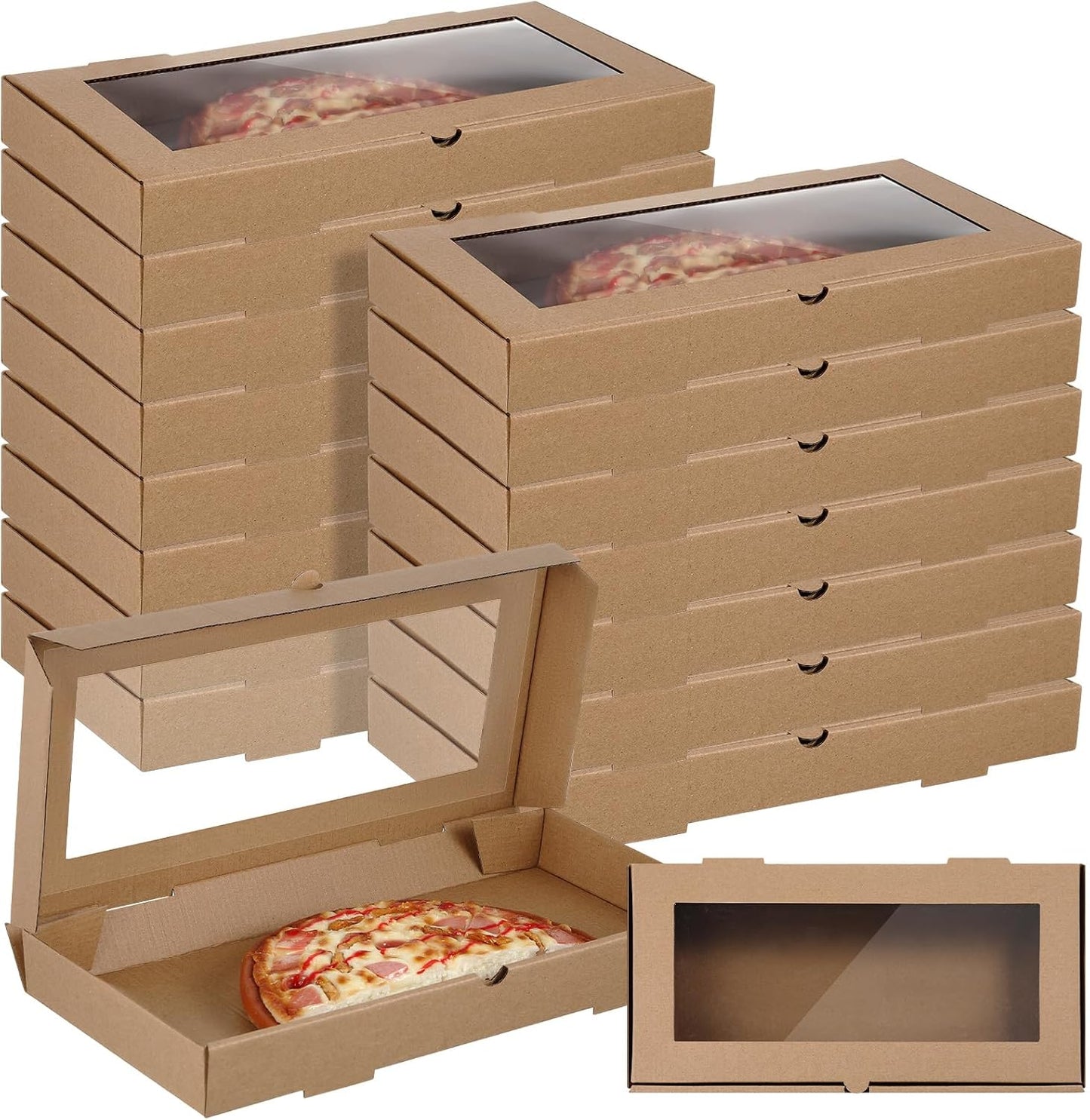 Tioncy 24 Pcs Pizza Boxes with Clear Window for Baked Goods
