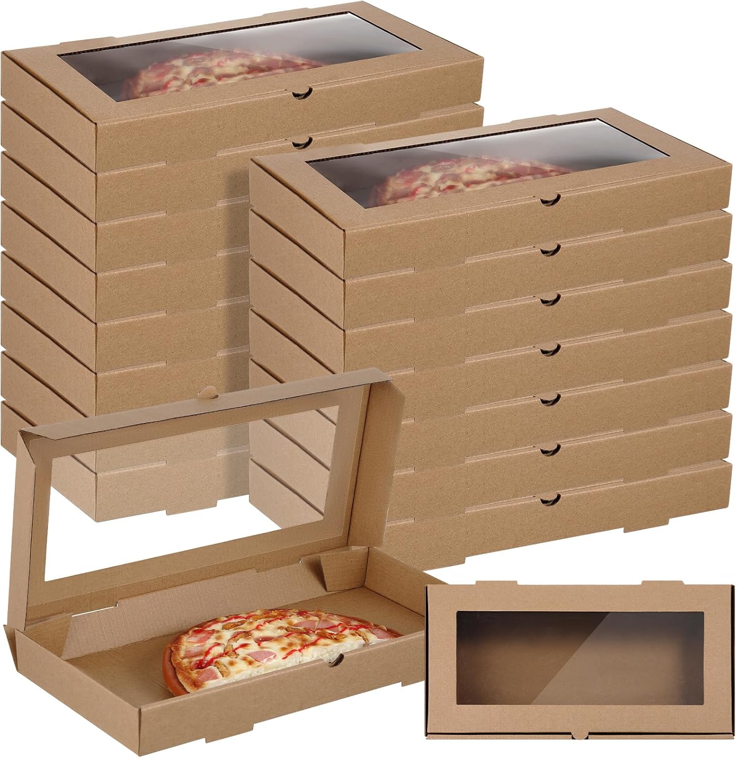 Tioncy 24 Pcs Pizza Boxes with Clear Window for Baked Goods