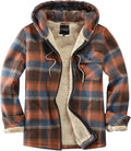 Elesuit Men Full Zip Fleece Flannel Jacket Shirt Plaid - Warm Hooded