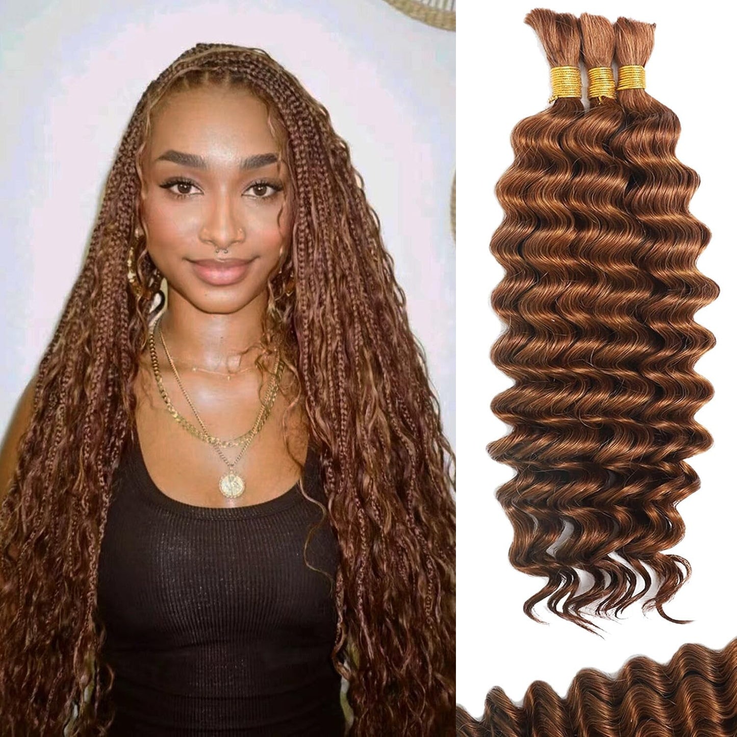 Human Braiding Hair for Boho Braids Deep Water Wave 24in