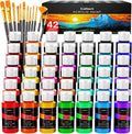 Caliart Acrylic Paint Set 42 Colors with 12 Brushes - Versatile Craft