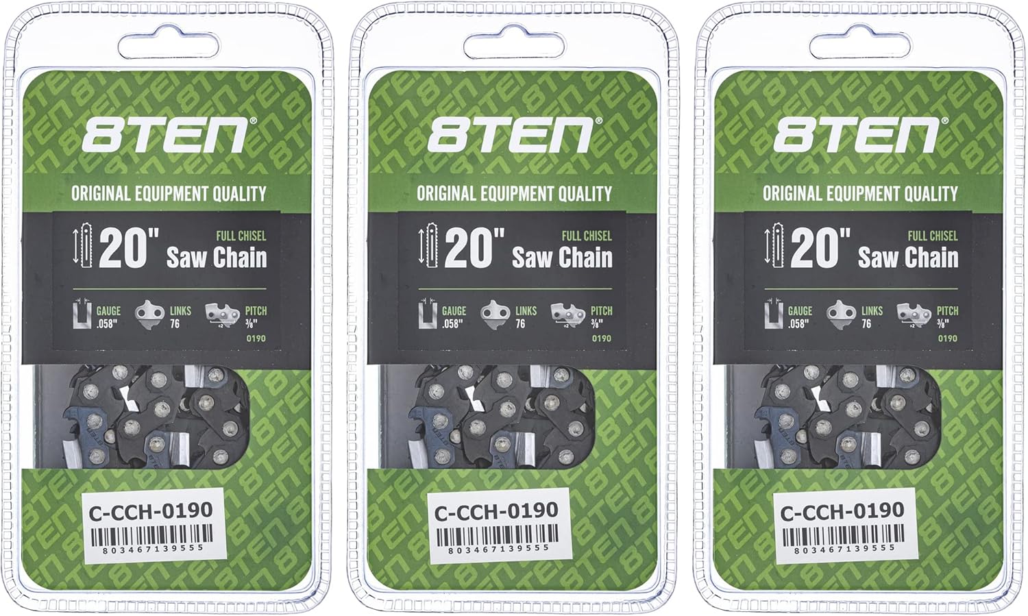 8TEN Full Chisel Chainsaw Chain 20 Inch for Blue Max 53543
