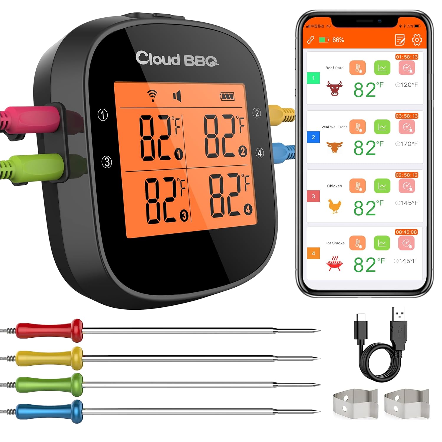 Cloud BBQ: 500FT Wireless Meat Thermometer