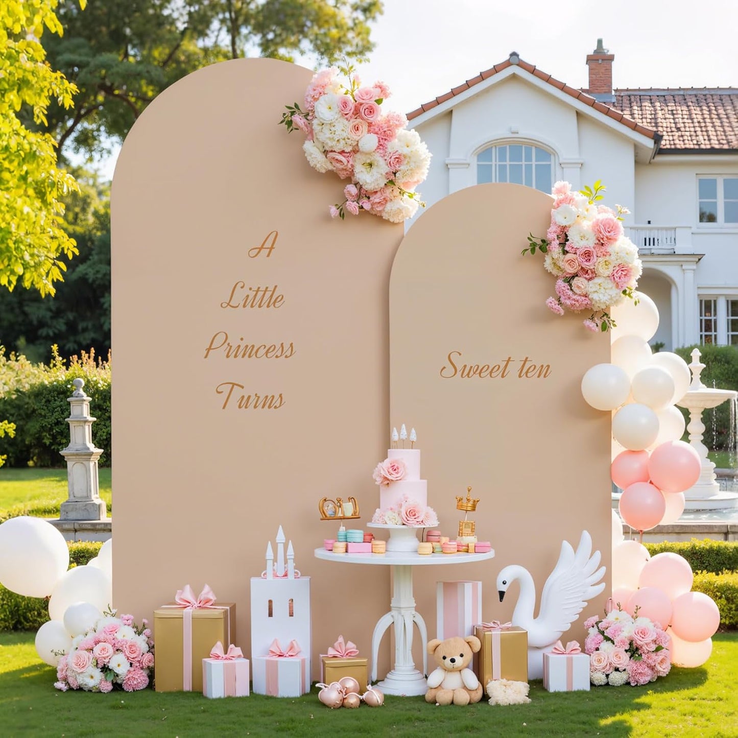 Nude Arch Backdrop Cover Set of 2 for Weddings and Events