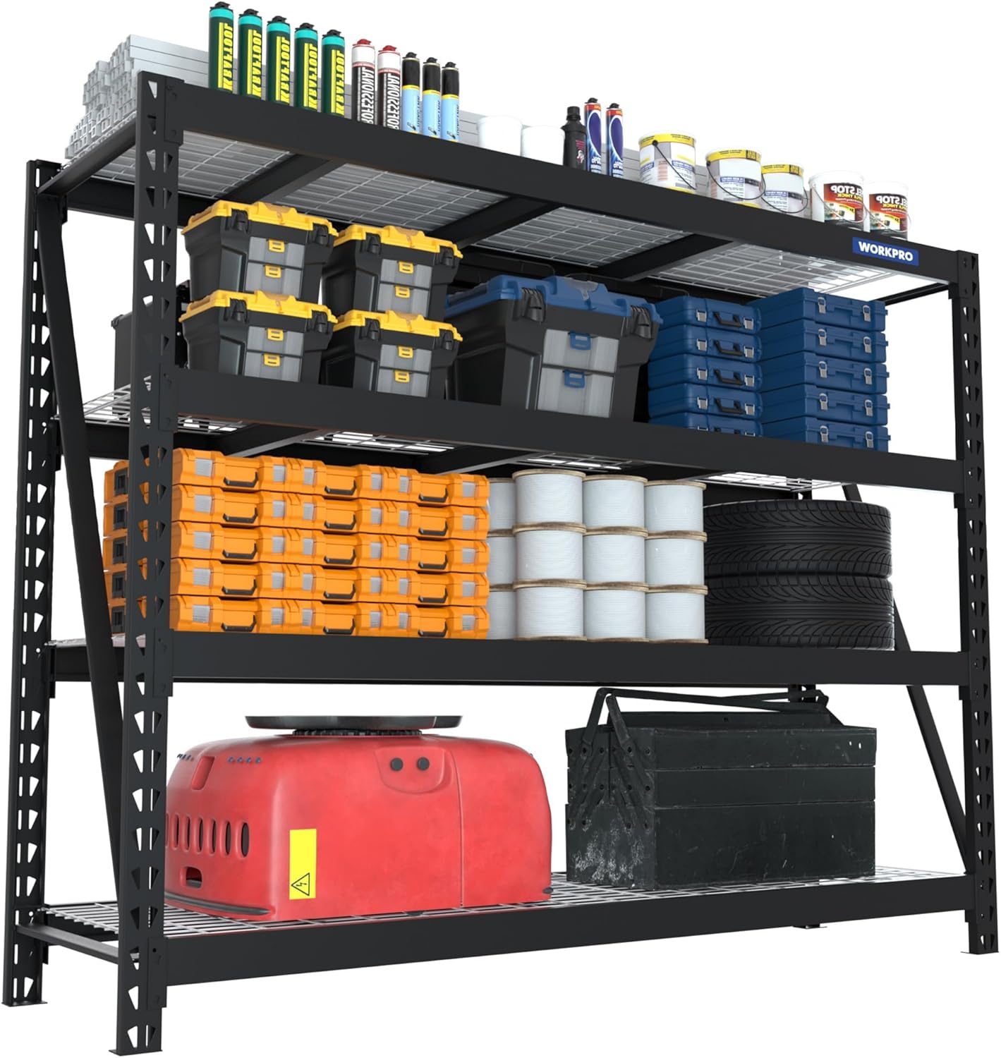 WORKPRO 68in Ultra Wide 4-Tier Metal Garage Shelving Unit