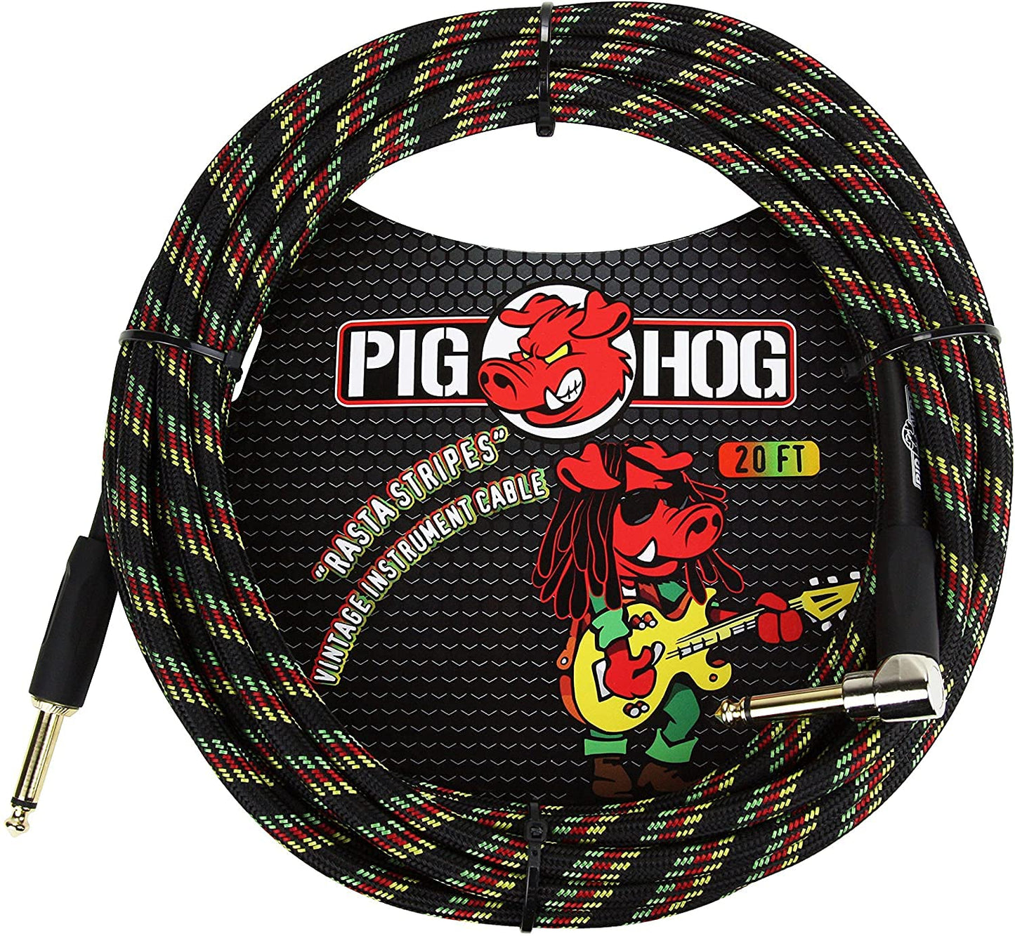 Pig Hog 20ft Rasta Stripes Instrument Cable - Superior Connectivity