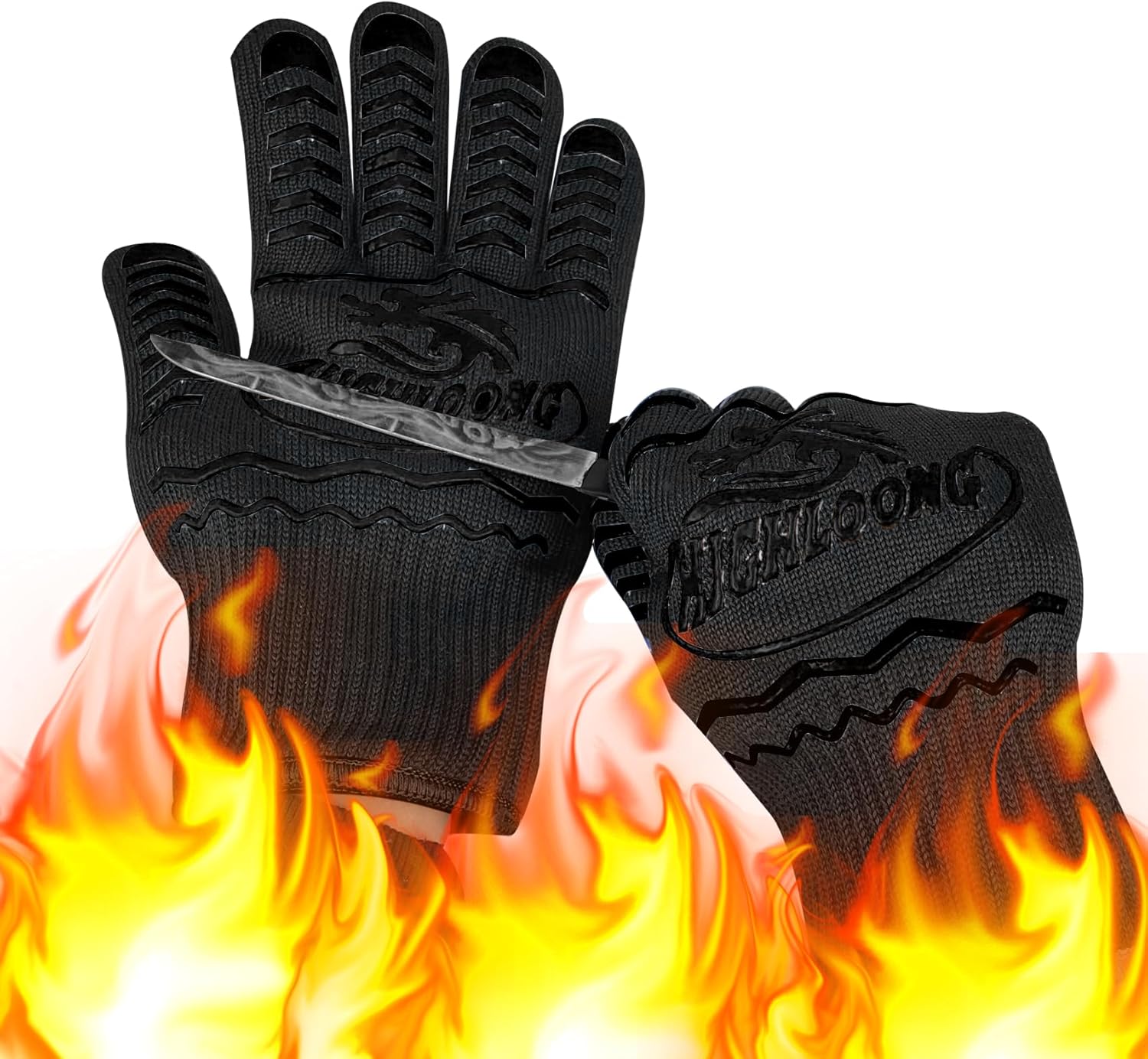 Extreme Heat Resistant BBQ Gloves by HIGHLOONG