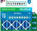 20x20x4 MERV 13 Air Filter (4-Pack) - Electrostatic Pleated Defense
