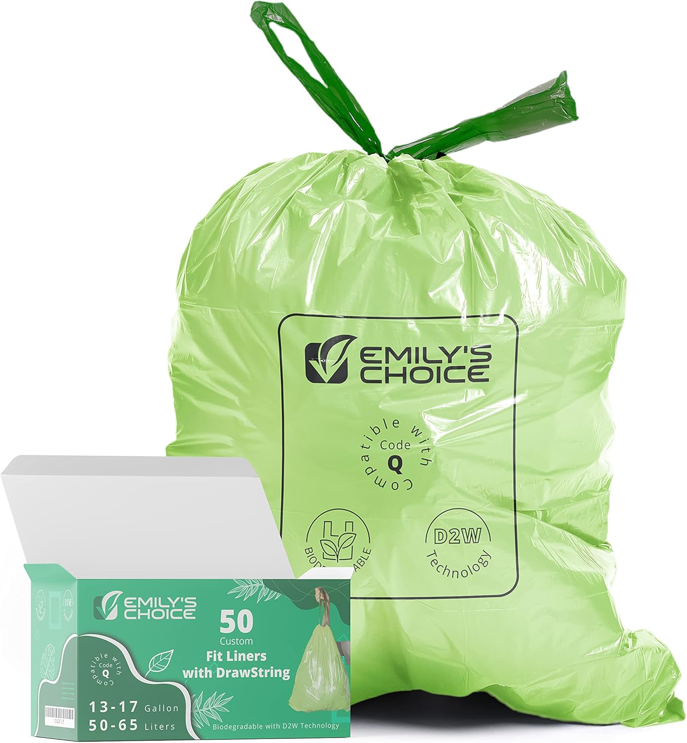 Emily's Choice Biodegradable Trash Bags: Heavy Duty & Eco-Friendly | 50 count