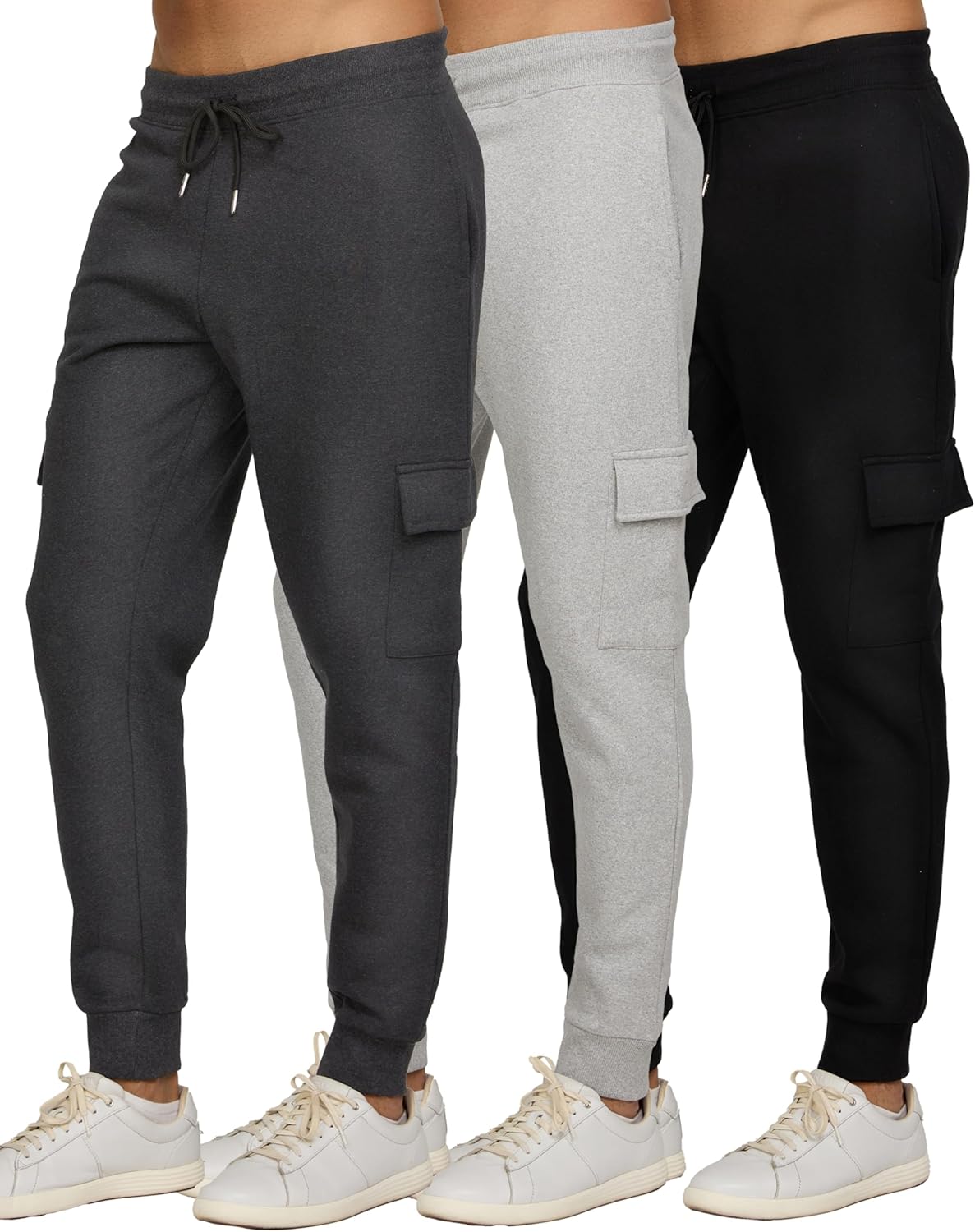 PURE CHAMP Mens Fleece Jogger Sweatpants with Zipper Pockets