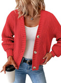 Womens Chunky Waffle Knit Cardigan - Oversized V Neck Fall Layering